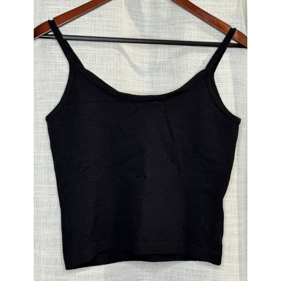 St John Santana Knit Sweater Tank Black Sleeveless Spaghetti Strap Pullover Sz P - Picture 2 of 4